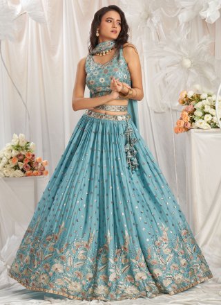 Georgette Lehenga Choli with Embroidered, Sequins and Thread Work