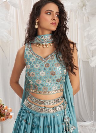 Georgette Lehenga Choli with Embroidered, Sequins and Thread Work