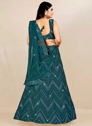 Georgette Lehenga Choli with Embroidered, Sequins and Thread Work