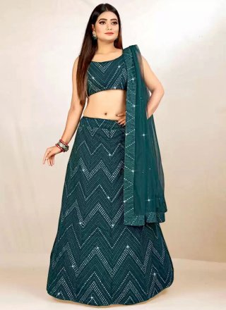 Georgette Lehenga Choli with Embroidered, Sequins and Thread Work