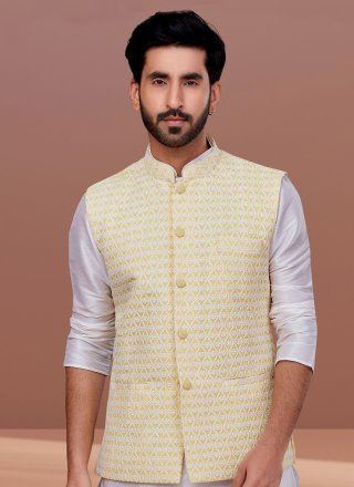 Georgette Nehru Jackets In Yellow