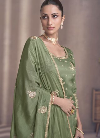 Georgette Palazzo Salwar Suit In Green