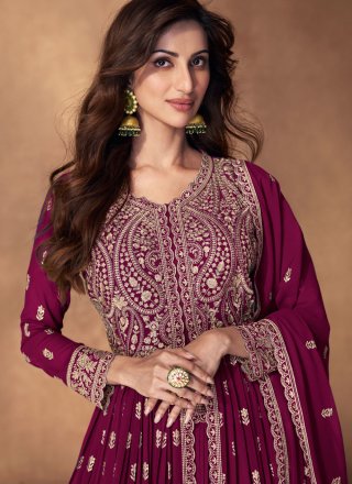 Georgette Readymade Lehenga Choli In Rani