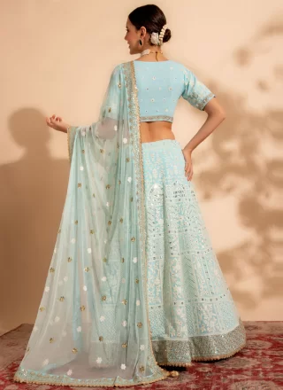 Georgette Readymade Lehenga Choli with Embroidered and Sequins Work