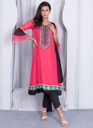 Georgette Readymade Salwar Suit In Pink