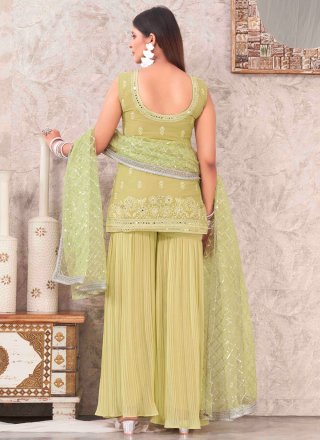 Georgette Readymade Salwar Suit with Embroidered and Mirror Work