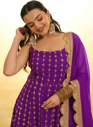 Georgette Salwar Suit In Purple