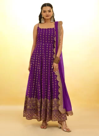 Georgette Salwar Suit In Purple