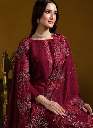 Georgette Salwar Suit with Embroidered and Swarovski Work