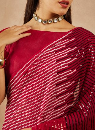 Georgette Shaded Saree In Red