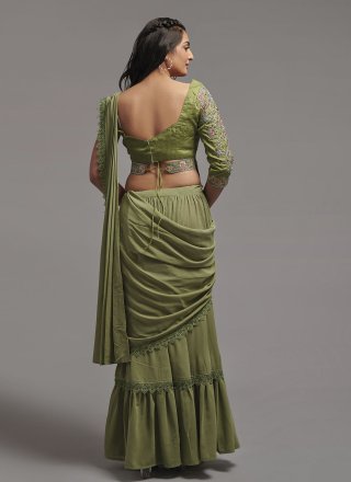 Georgette Traditional Saree In Green