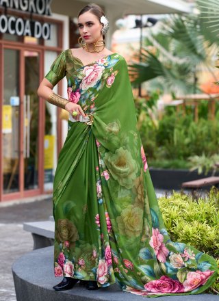 Georgette Trendy Saree In Green