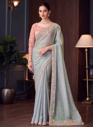 Trending Grey Indo Western Saree and Grey Indo Western Sari Online Shopping