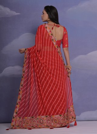 Georgette Trendy Saree In Red