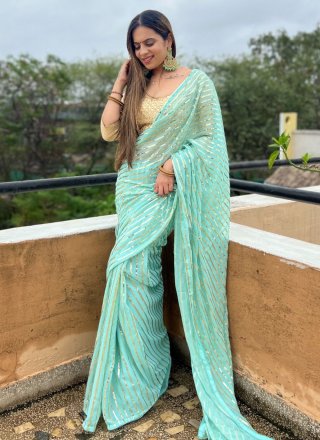 Breathtaking Sea Green Kanjivaram Silk Saree With Scintilla