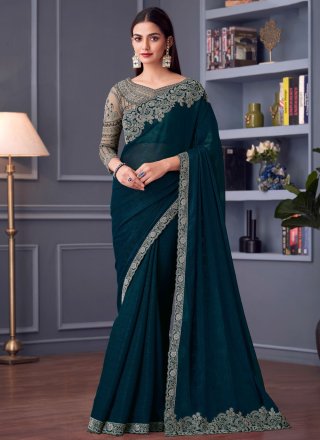 Georgette Trendy Saree In Teal