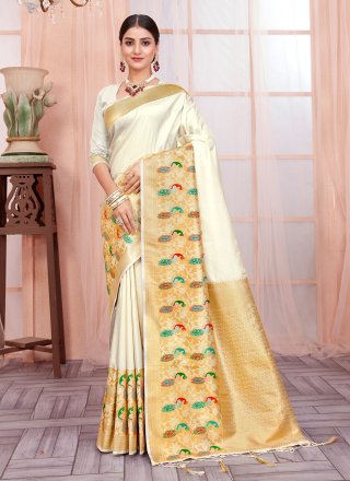 Premium Gold Color Banarasi Silk Saree