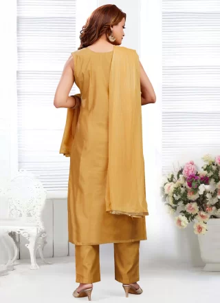 Gold Chanderi Silk Salwar Suit
