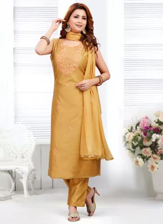 Golden Color Very Beautiful Designer Salwar Suit