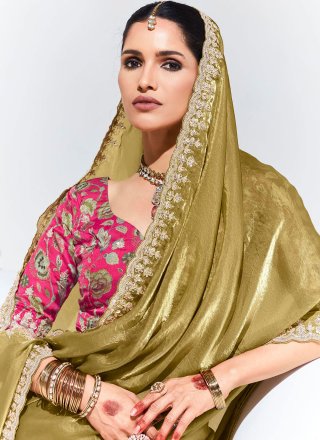 Gold Organza Trendy Saree