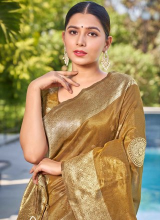 Gold Shimmer Woven Work Contemporary Sari