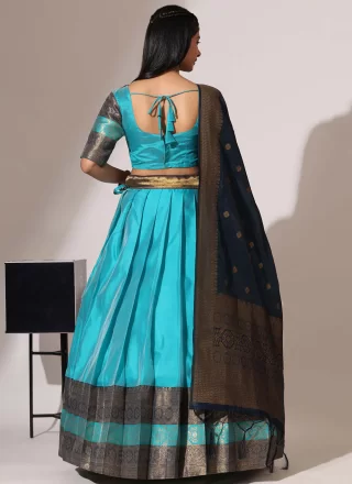 Gorgonize Firozi Silk Lehenga Choli