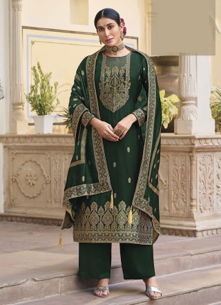 Elegant Green Salwar Kameez with Trendy Embellishments Online – Nameera by  Farooq