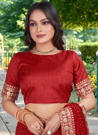 Gota Work Georgette Classic Sari In Maroon for Ceremonial