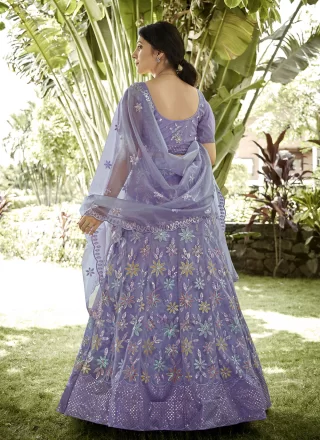 Graceful Purple Net Lehenga Choli with Embroidered and Sequins Work