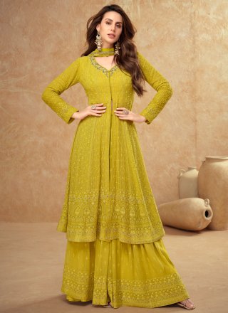 Green and Mustard Georgette Salwar Suit