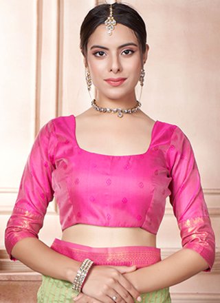 Green and Pink Woven Work Kanjivaram Silk Classic Saree