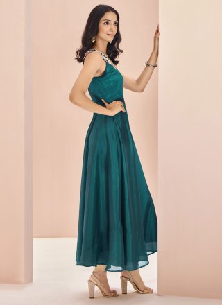 Green and Teal Chinon Designer Kurti