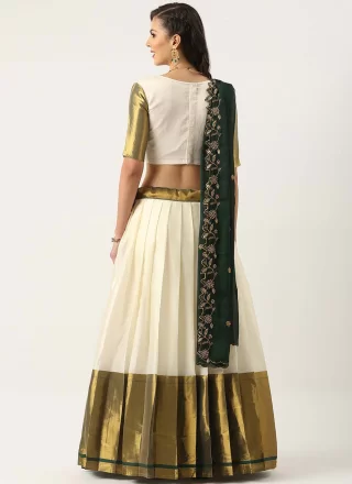 Green and White Silk Lehenga Choli