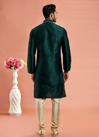Green Art Banarasi Silk Kurta Pyjama with