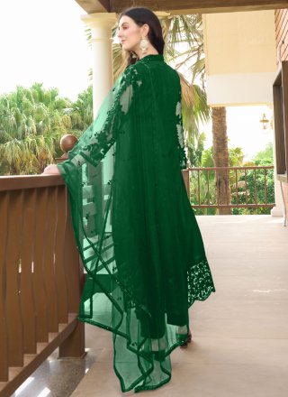 Green Art Silk Readymade Salwar Suit with Embroidered Work