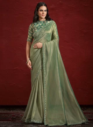 Green Banarasi Silk Classic Sari