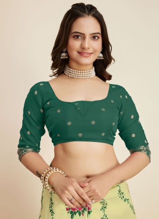 Green Banarasi Silk Classic Sari with Weaving Work