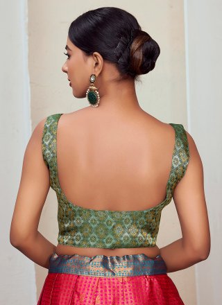 Green Banarasi Silk Jacquard and Weaving Work Designer Blouse