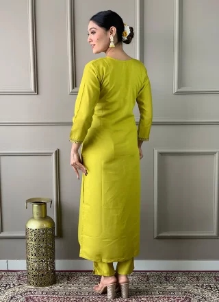 Green Chanderi Pant Style Suit