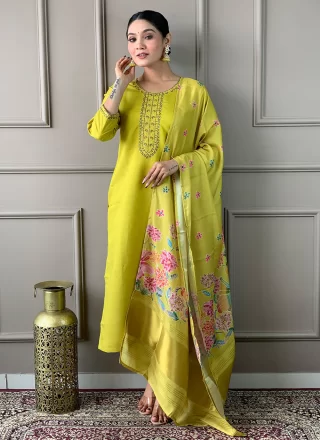 Green Chanderi Pant Style Suit