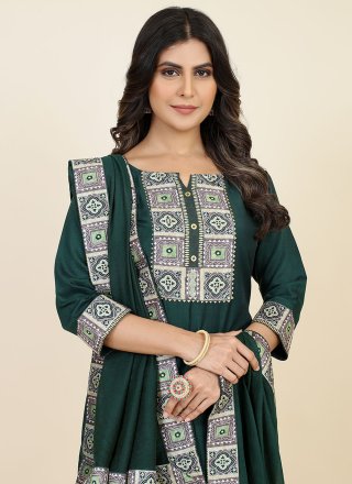Green Chinon Salwar Suit with