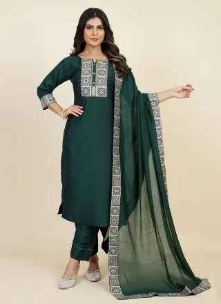Green Chinon Salwar Suit with