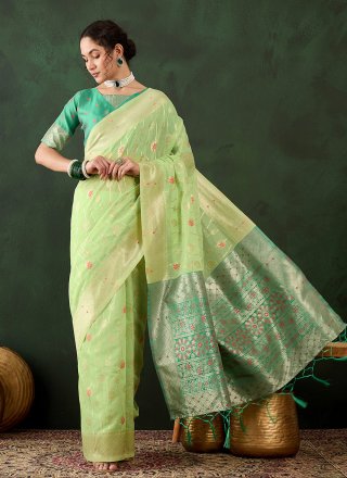 Green Cotton Classic Saree