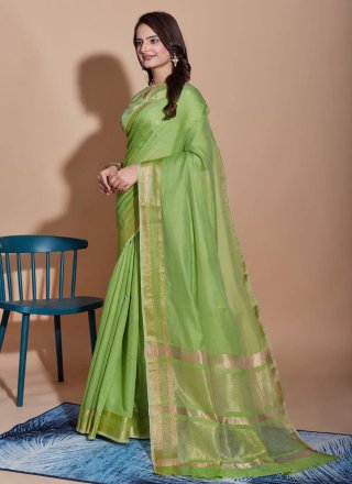 Green Cotton Classic Sari