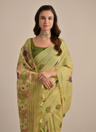 Green Cotton Classic Sari with