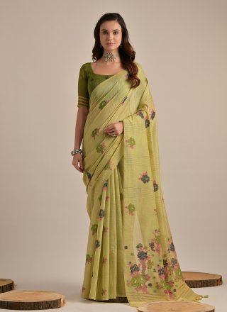 Green Cotton Classic Sari with