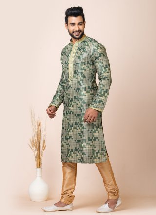 Green Cotton Kurta Pyjama