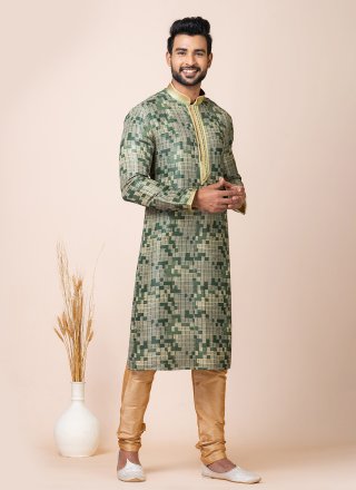 Green Cotton Kurta Pyjama