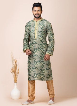 Green Cotton Kurta Pyjama