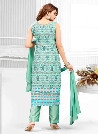 Green Cotton Mirror Work Salwar Suit